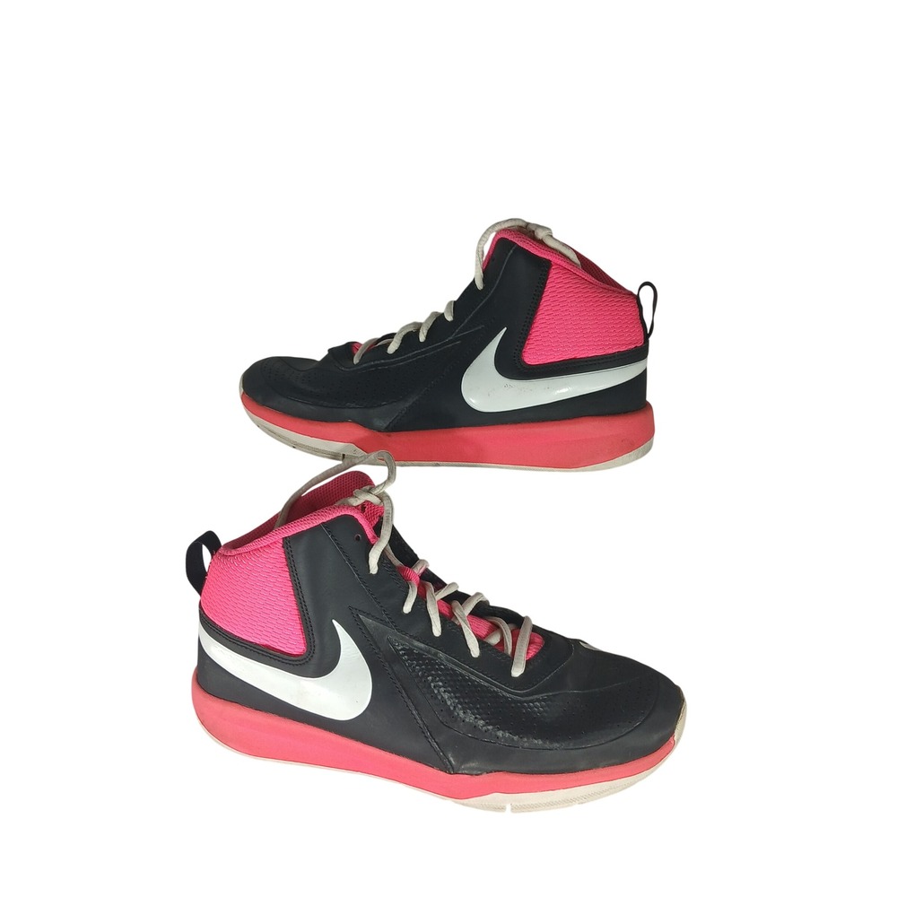 Nike Team Hustle D7 6Y Black Pink Basketball Sneakers 747998-008 Athletic Sporty